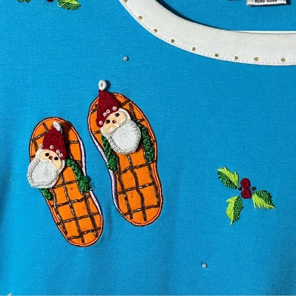 Vintage Colorful Flip-Flop Embroidered Sweater - Picture 5 of 14